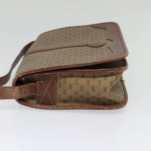 GUCCI Micro GG Supreme Web Sherry Line Bag PVC Beige Gold Auth th5905 - Picture 4 of 16